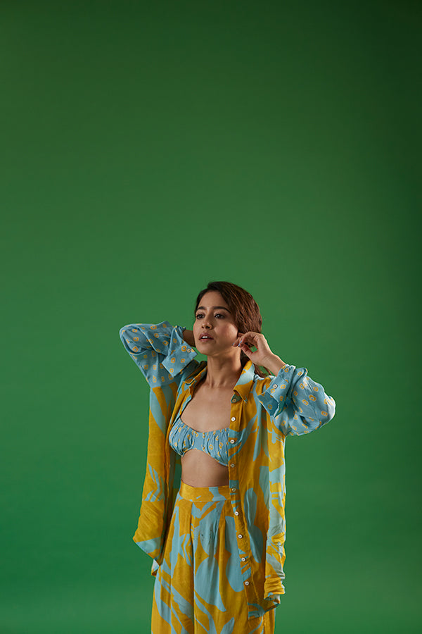 TSUBA BLUE SATIN SHIRT