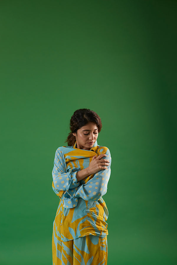 TSUBA BLUE SATIN SHIRT