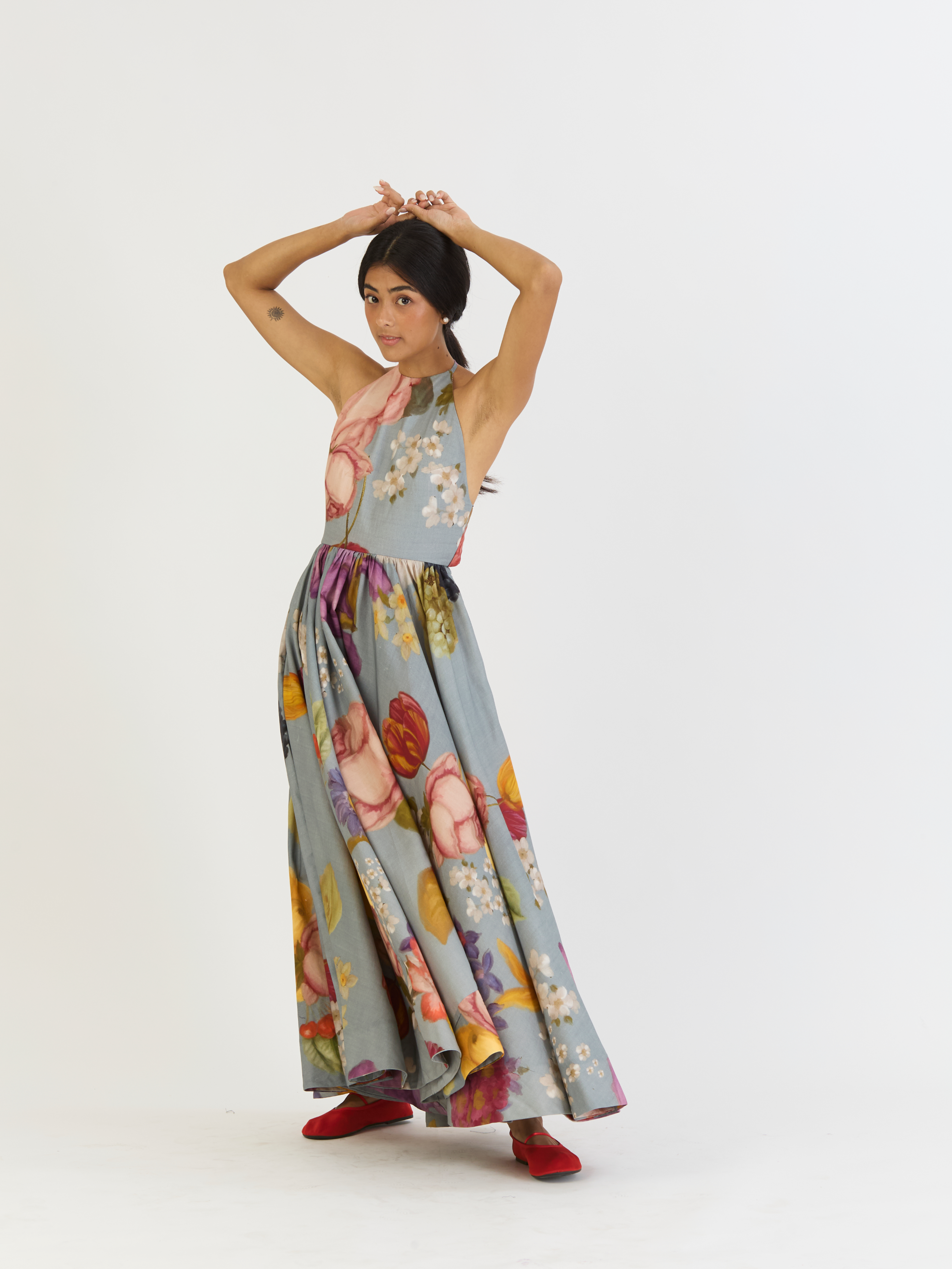 INDIGO ROSE HALTER DRESS