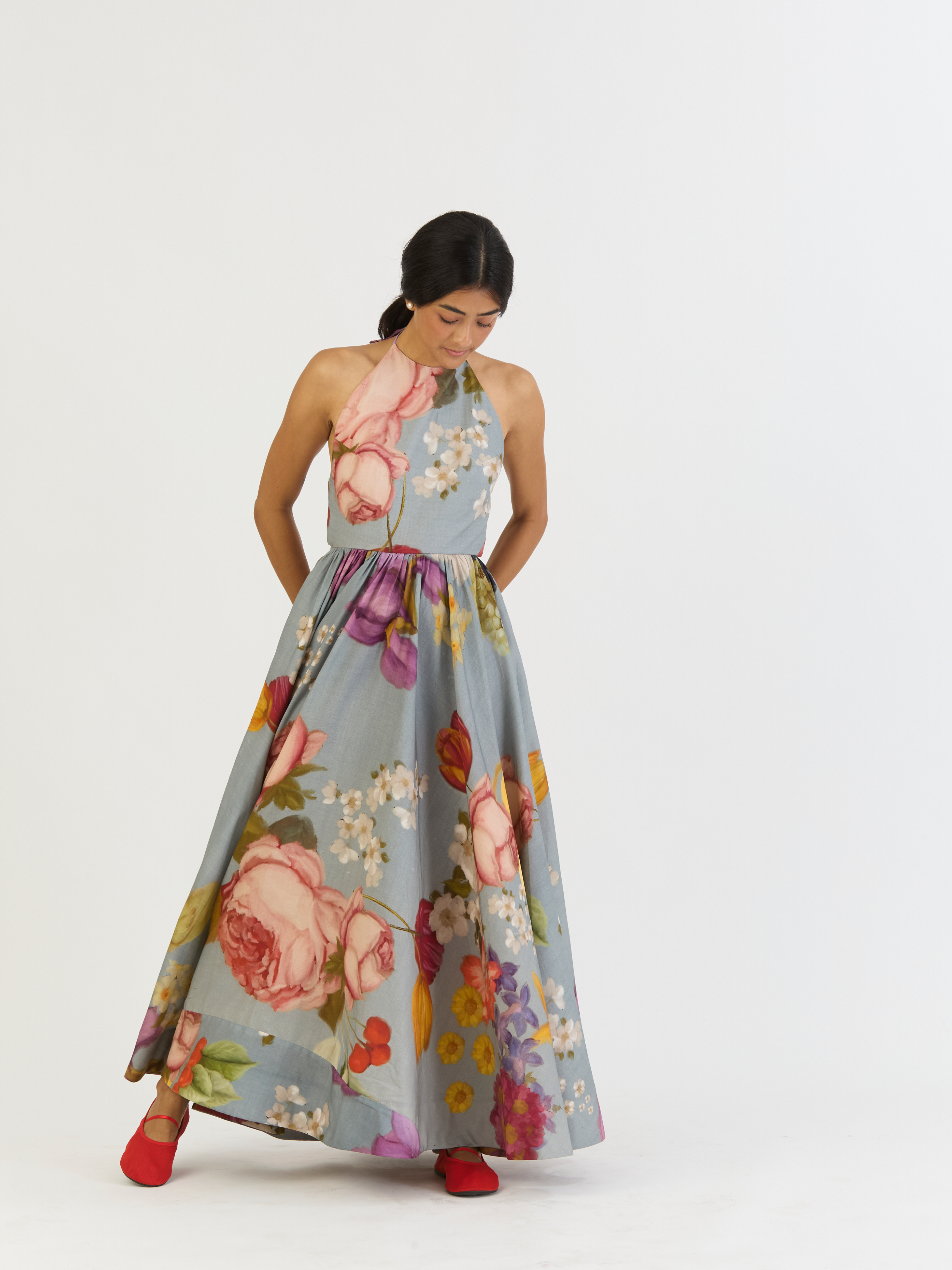 INDIGO ROSE HALTER DRESS