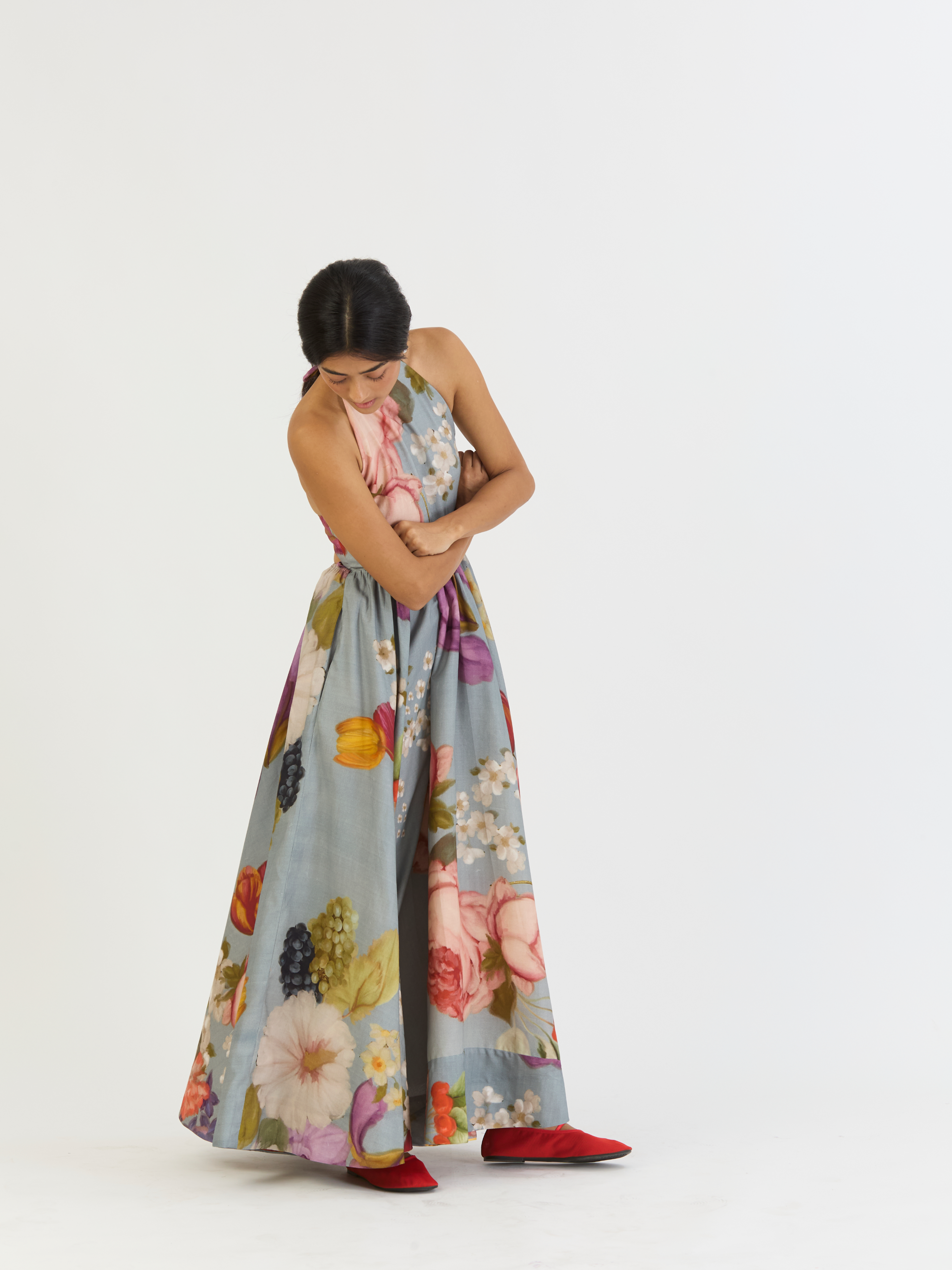 INDIGO ROSE HALTER DRESS