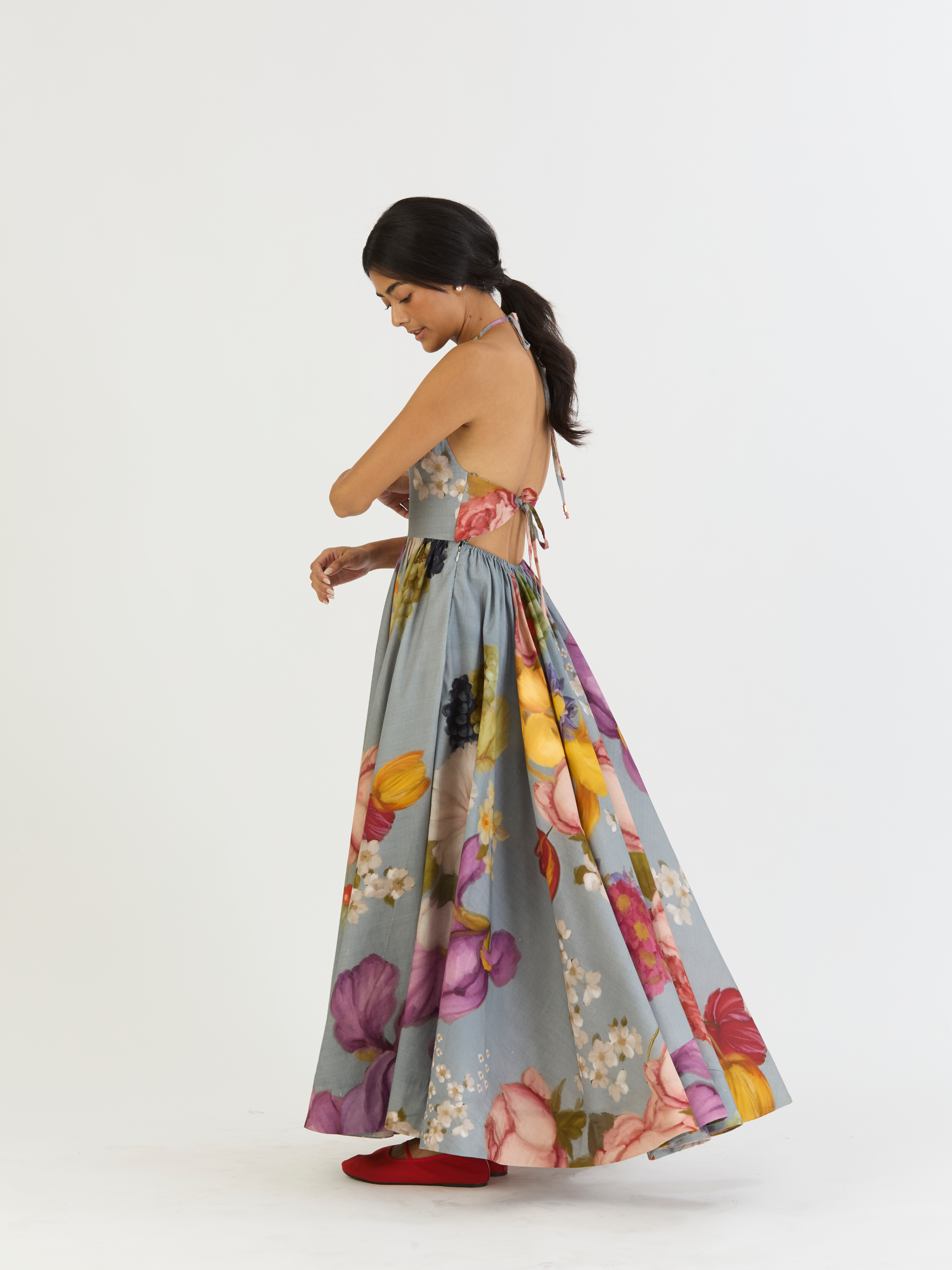 INDIGO ROSE HALTER DRESS