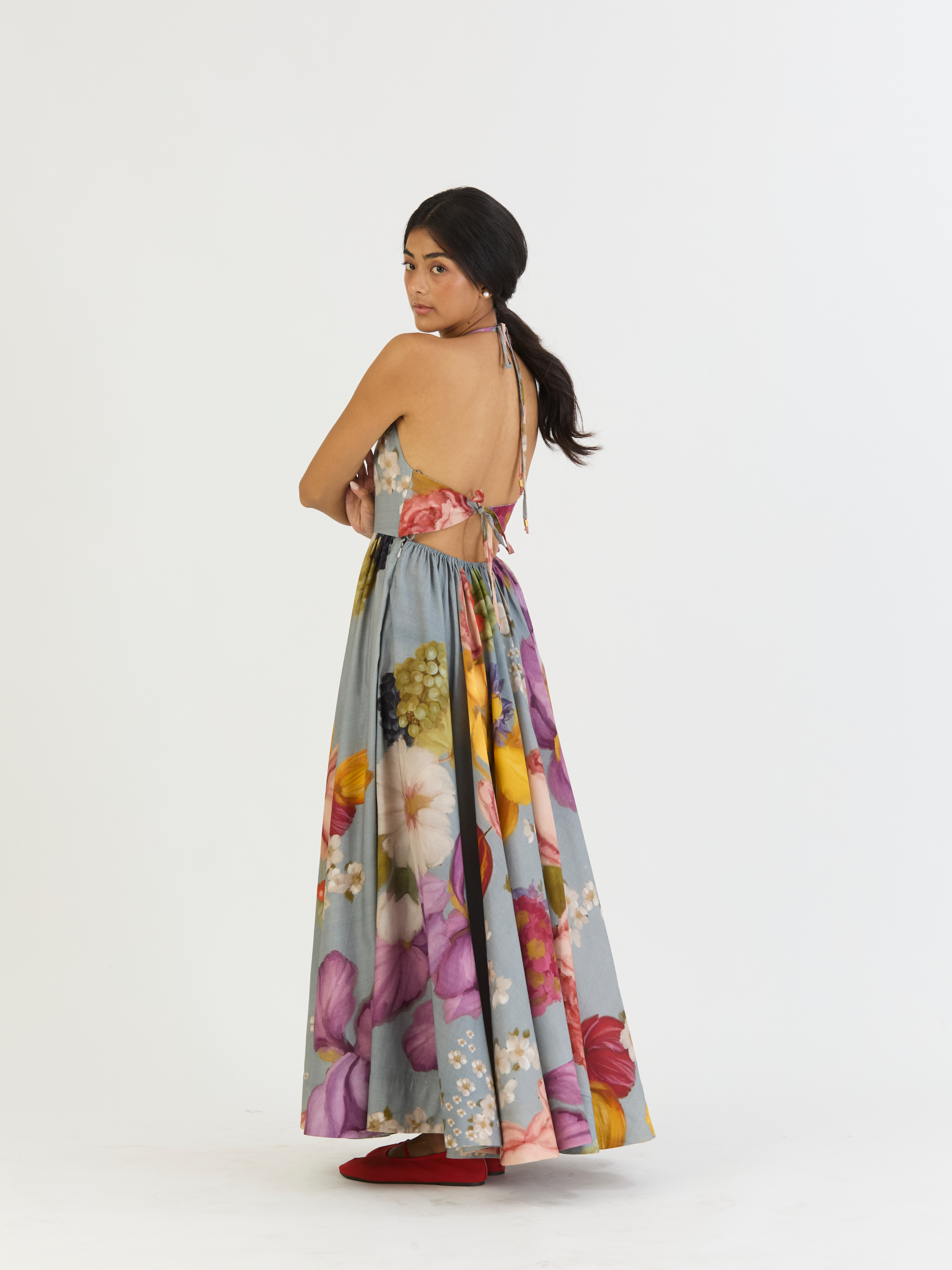 INDIGO ROSE HALTER DRESS
