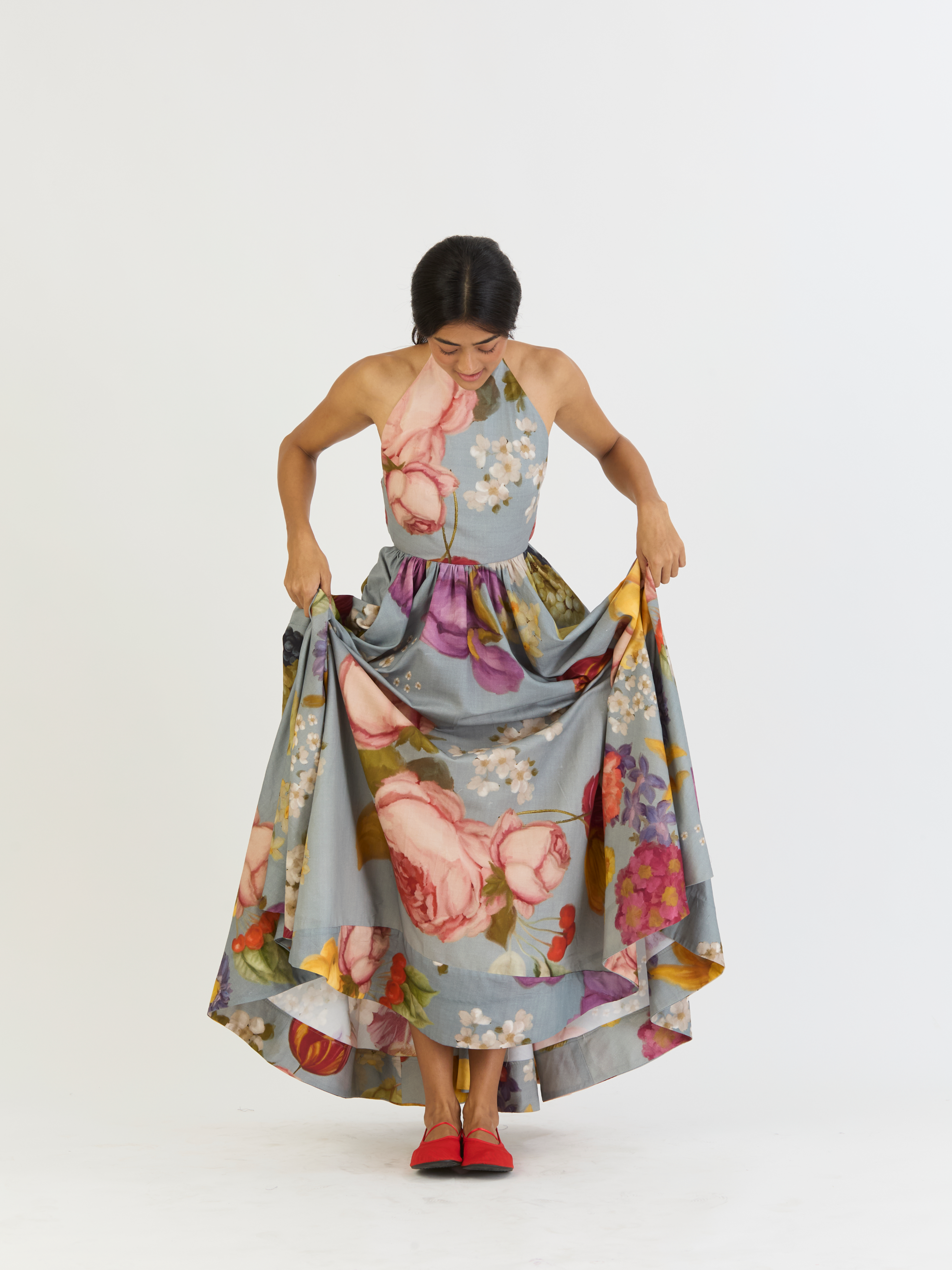 INDIGO ROSE HALTER DRESS