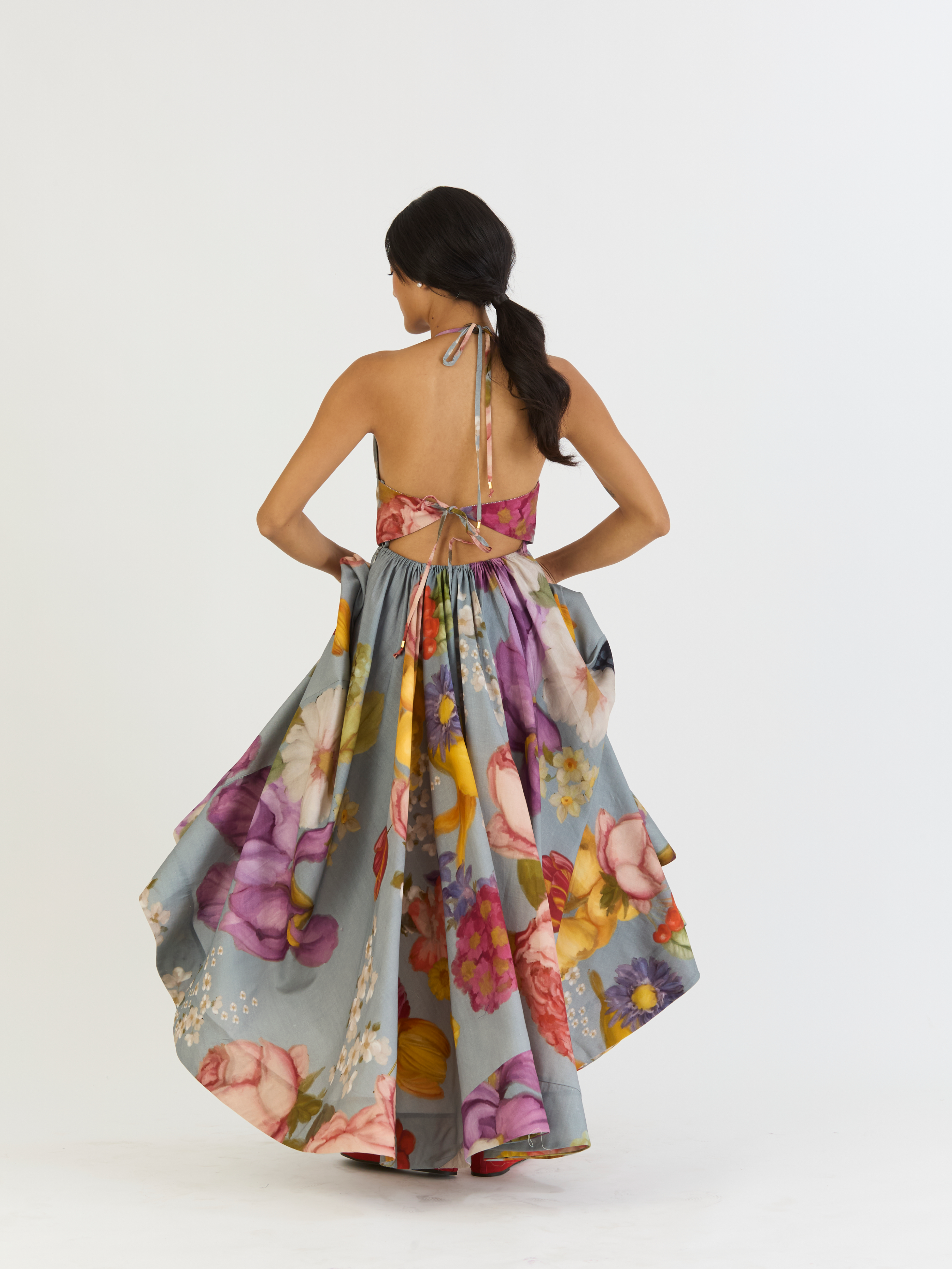 INDIGO ROSE HALTER DRESS