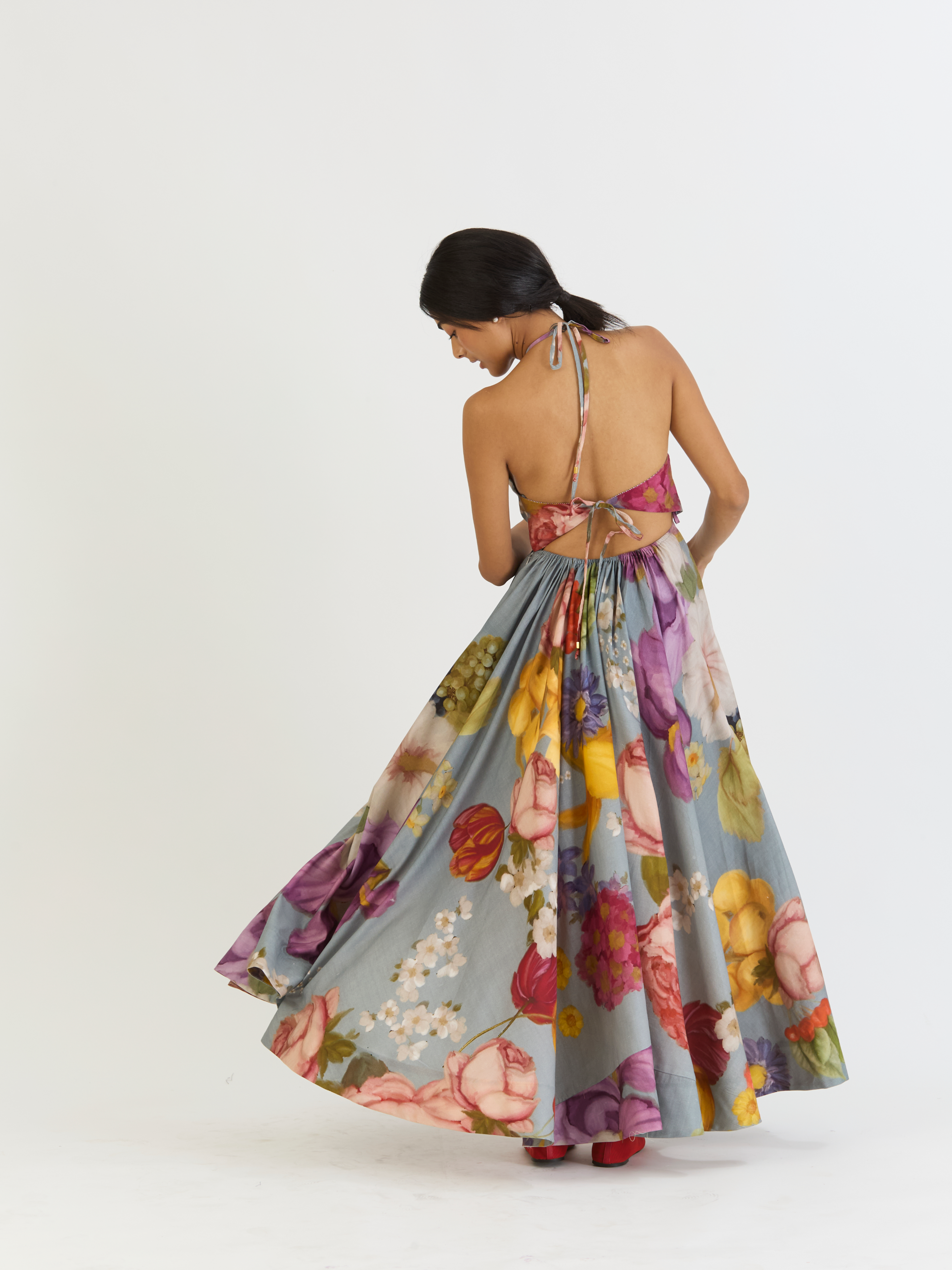 INDIGO ROSE HALTER DRESS