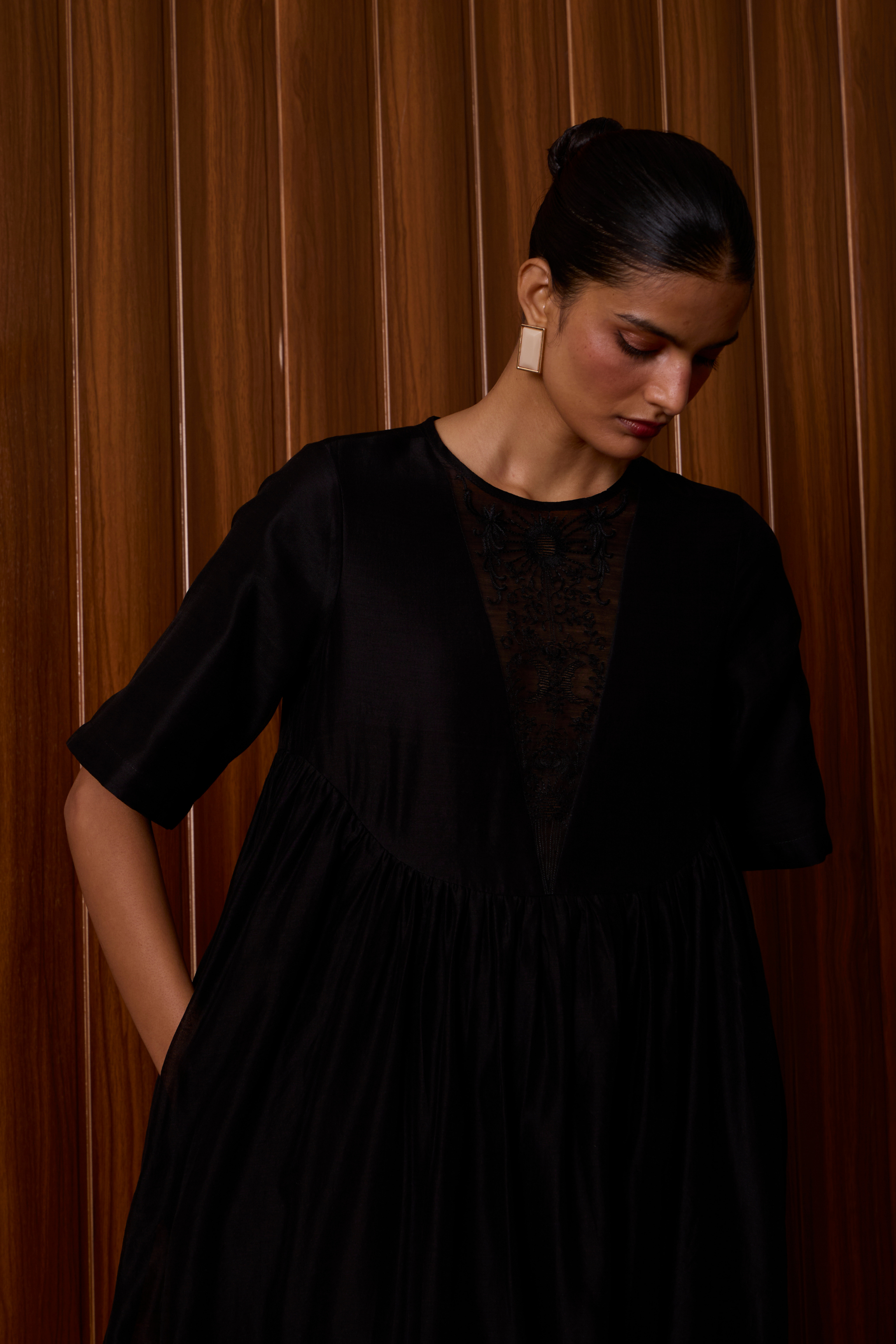 Callisto Black Handwoven Dress