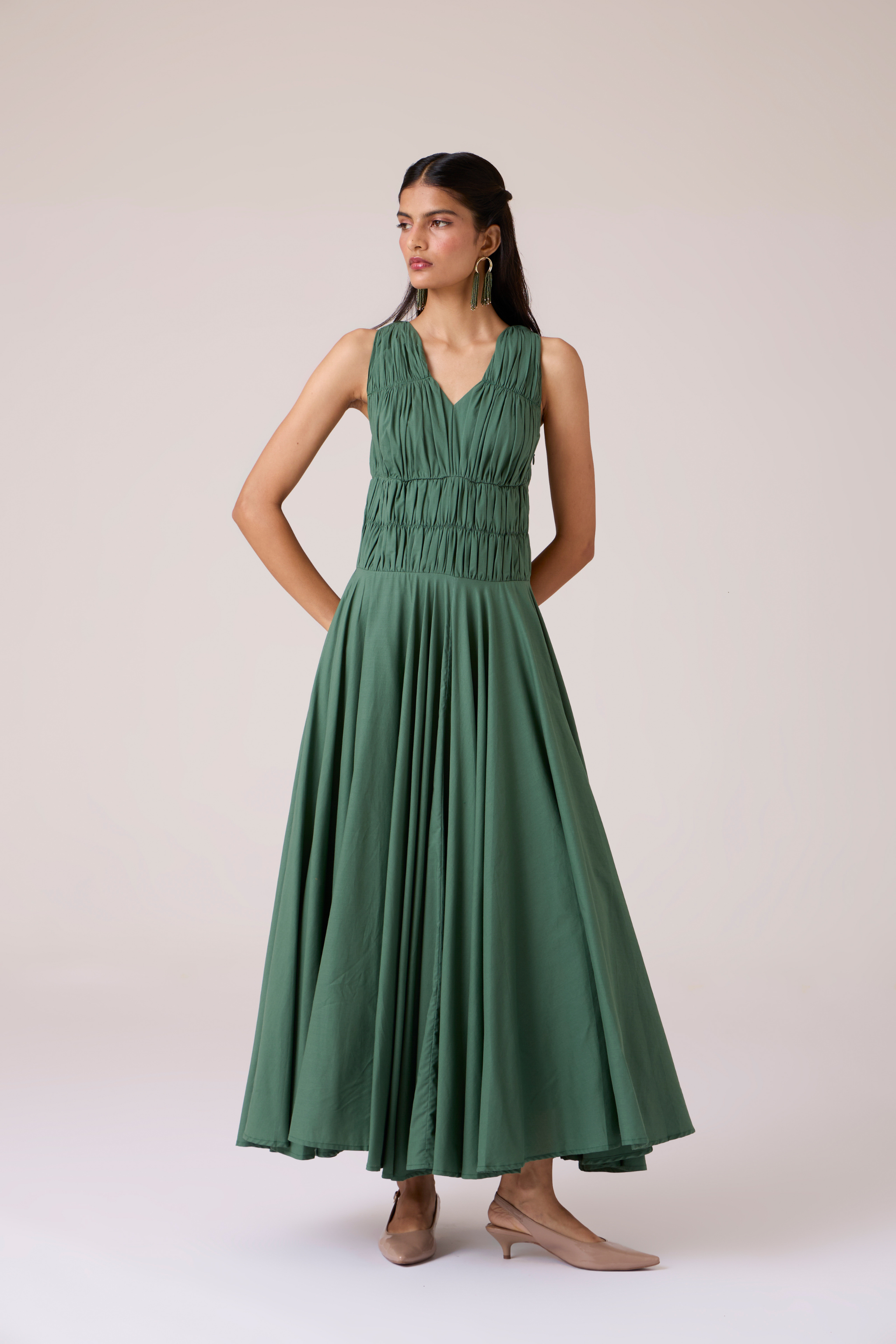 Rhea Green Halter Dress