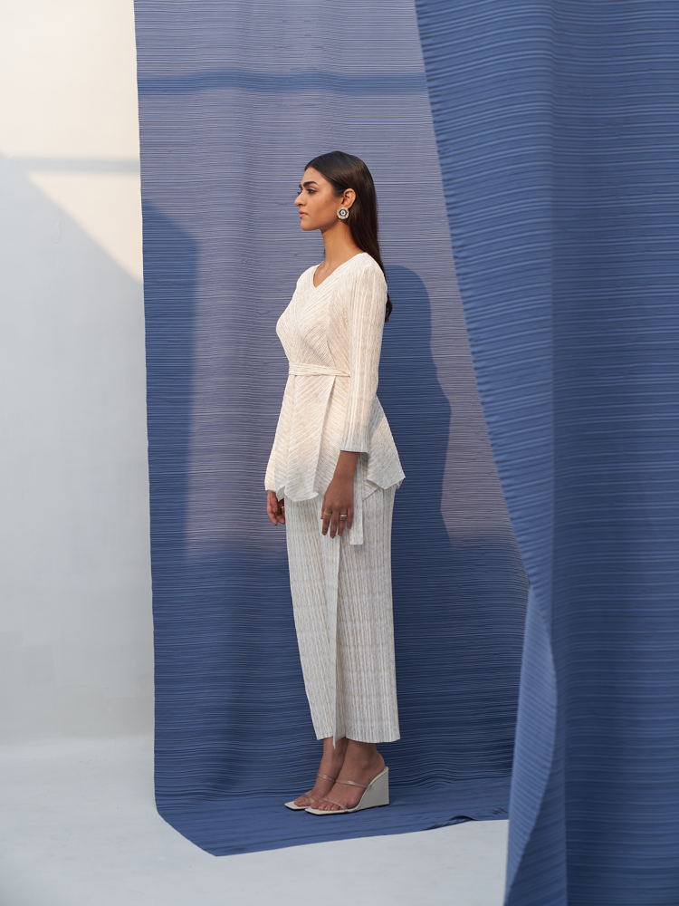 WHITE METALLIC CULOTTE PANT