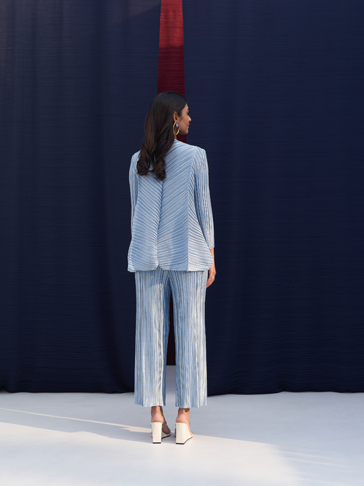 METALLIC BLUE CULOTTE PANT