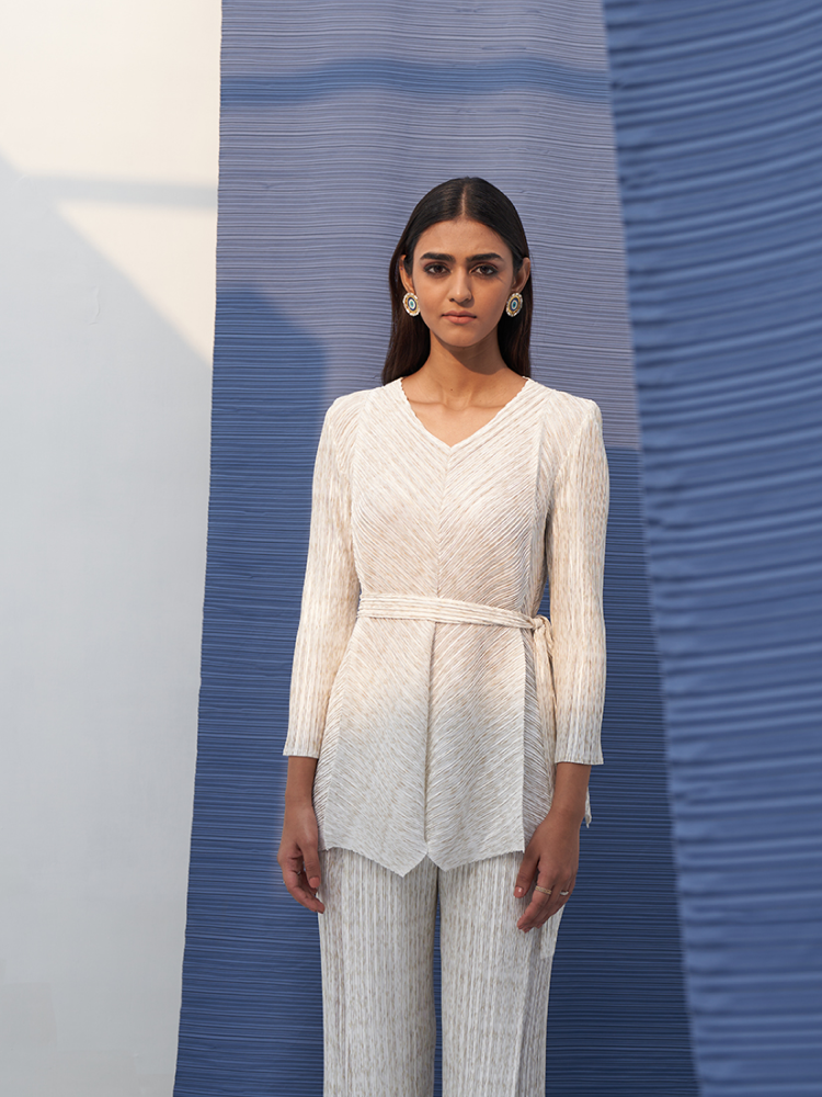 WHITE METALLIC CULOTTE PANT