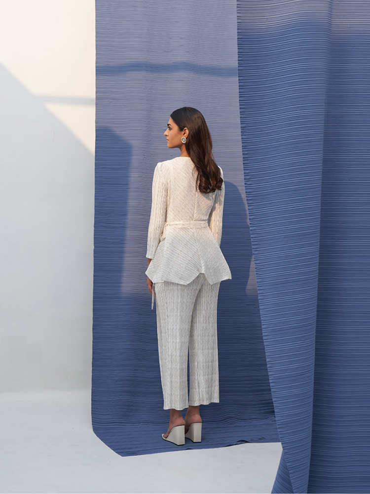 WHITE METALLIC CULOTTE PANT