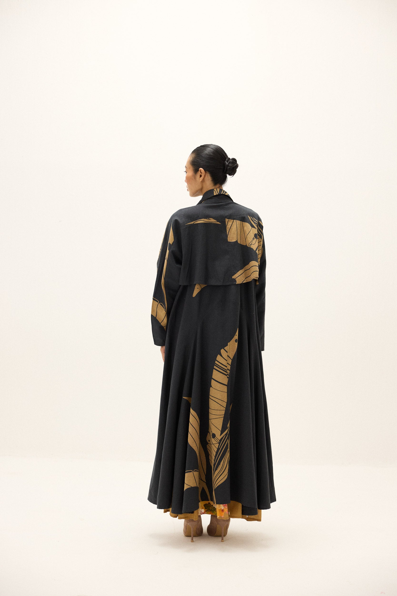 Midnight Leaf Trench Coat