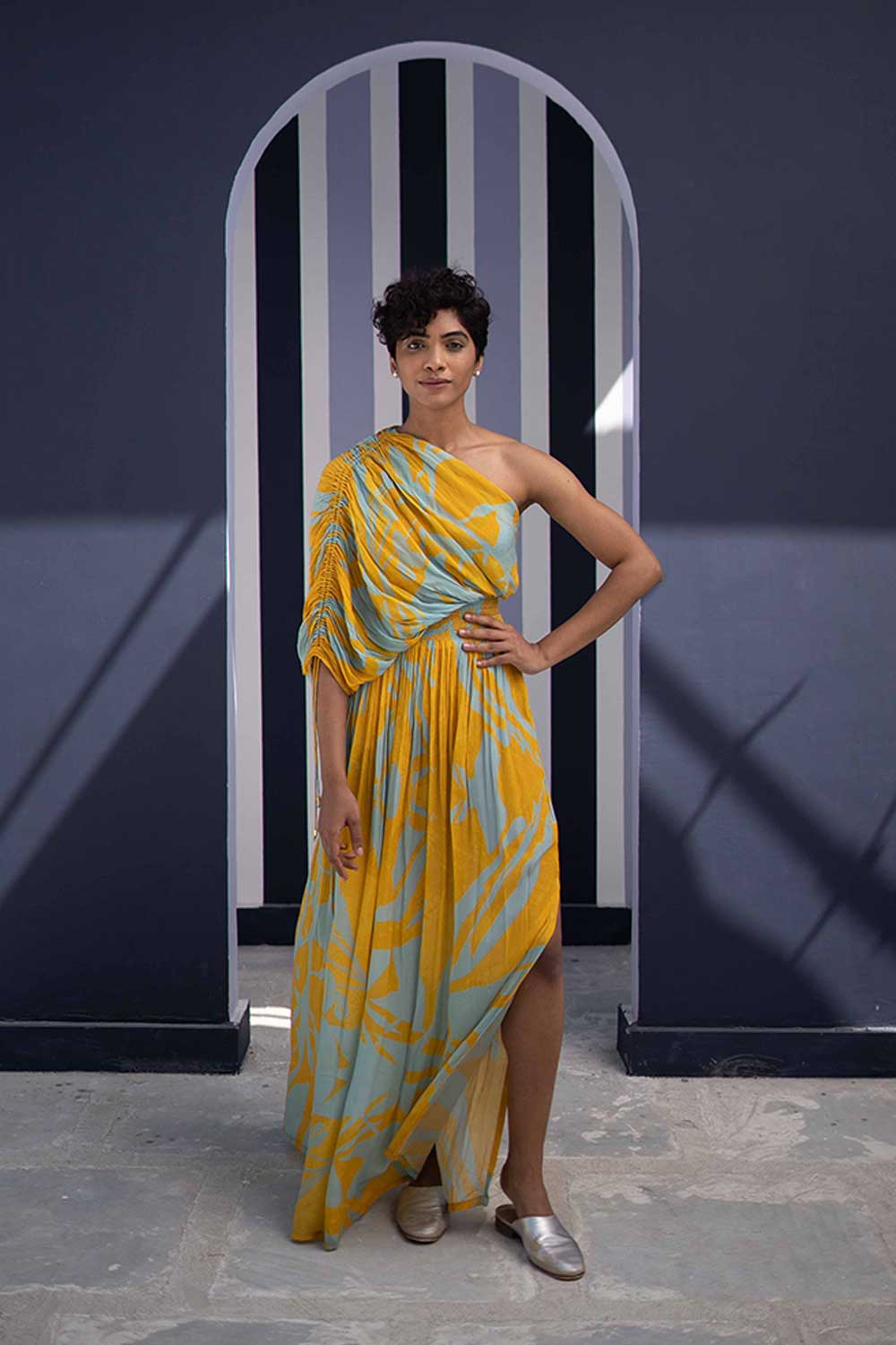 TSUBA BLUE ONE SHOULDER DRESS