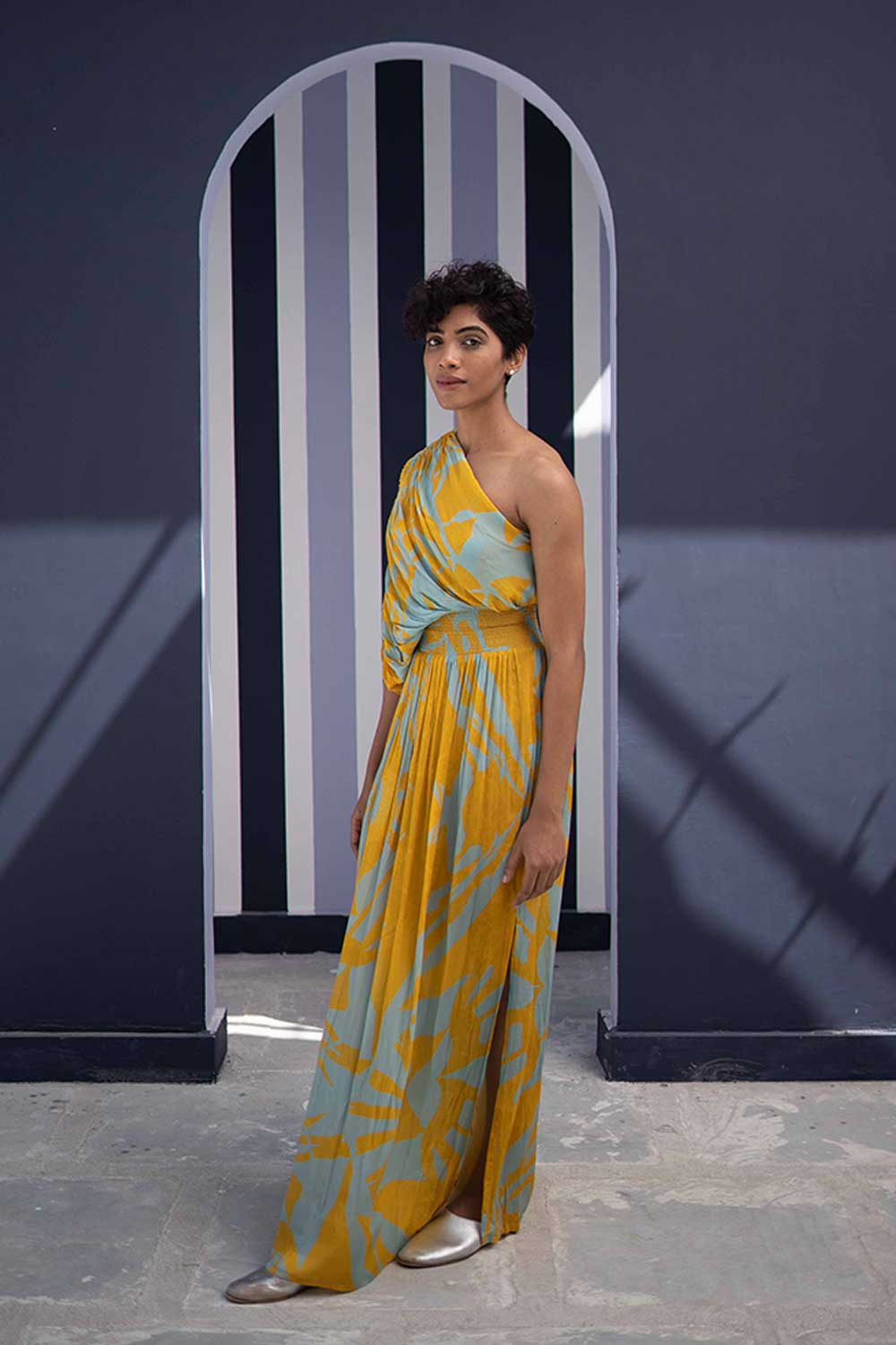 TSUBA BLUE ONE SHOULDER DRESS