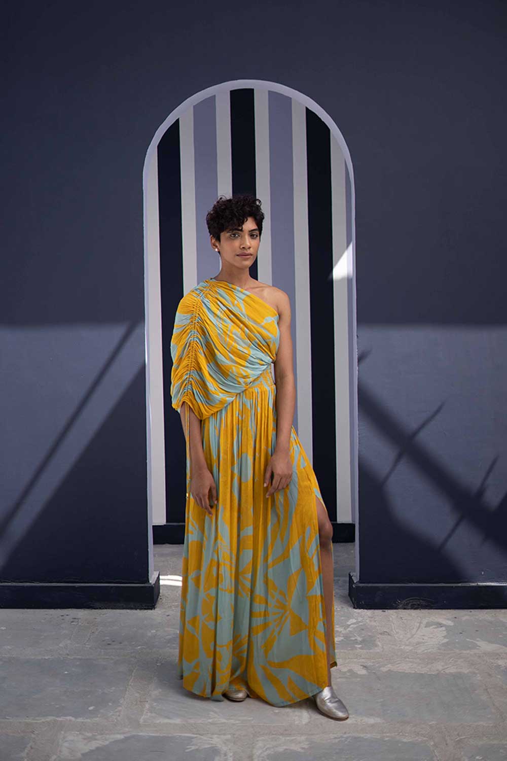TSUBA BLUE ONE SHOULDER DRESS