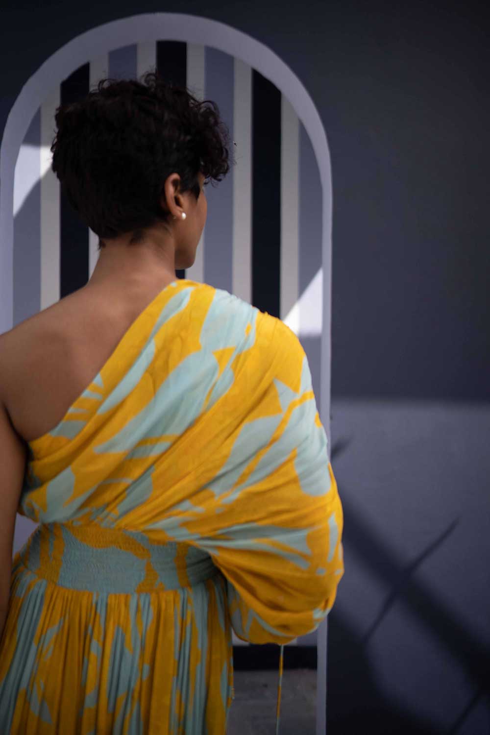 TSUBA BLUE ONE SHOULDER DRESS
