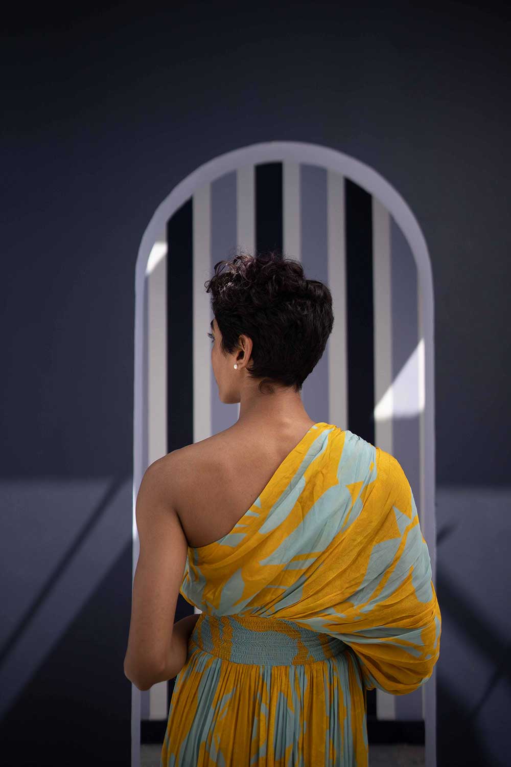 TSUBA BLUE ONE SHOULDER DRESS