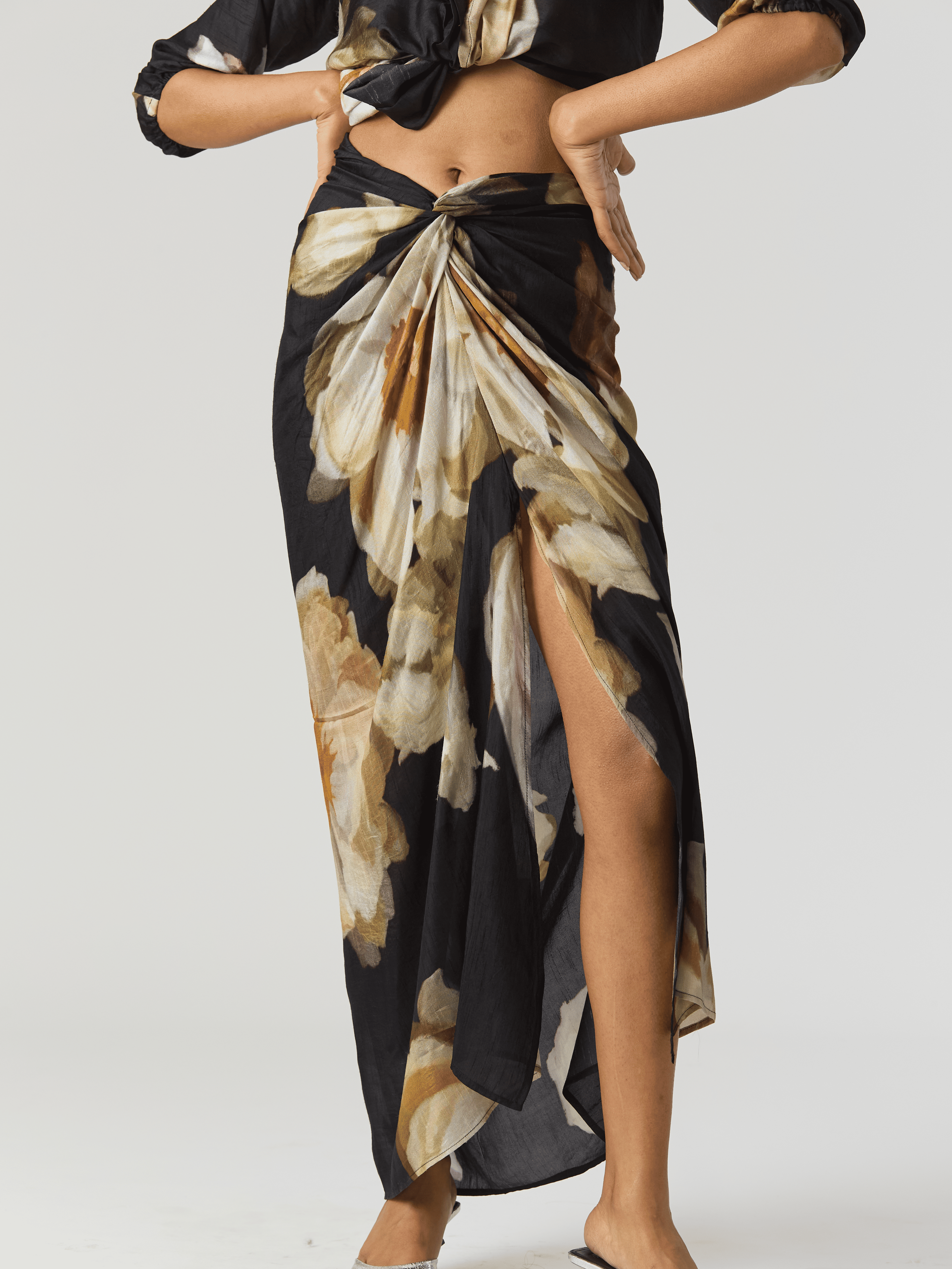 VIVA FIORI TIE-UP SKIRT