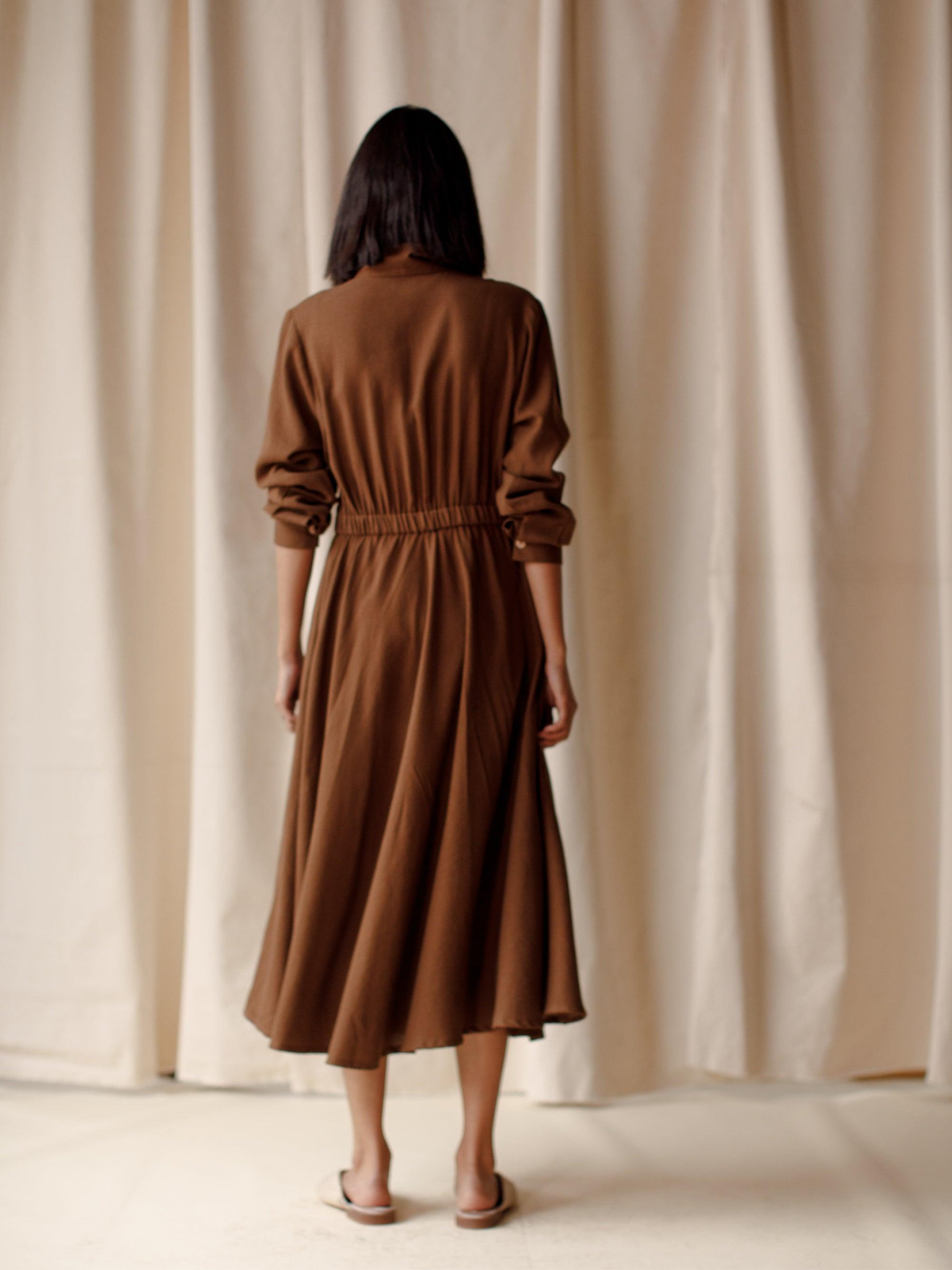 BROWN SHIRT DRESS