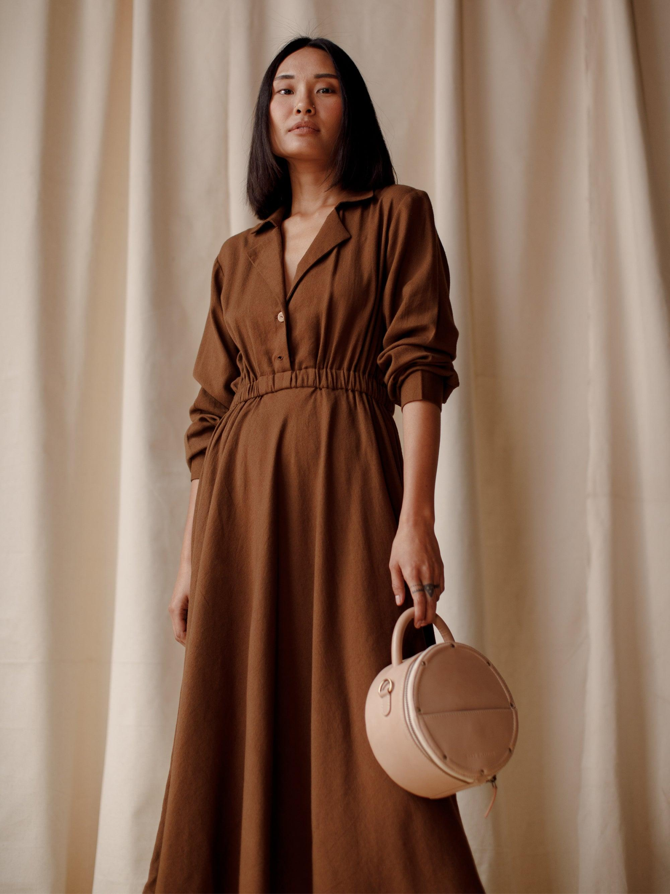 BROWN SHIRT DRESS