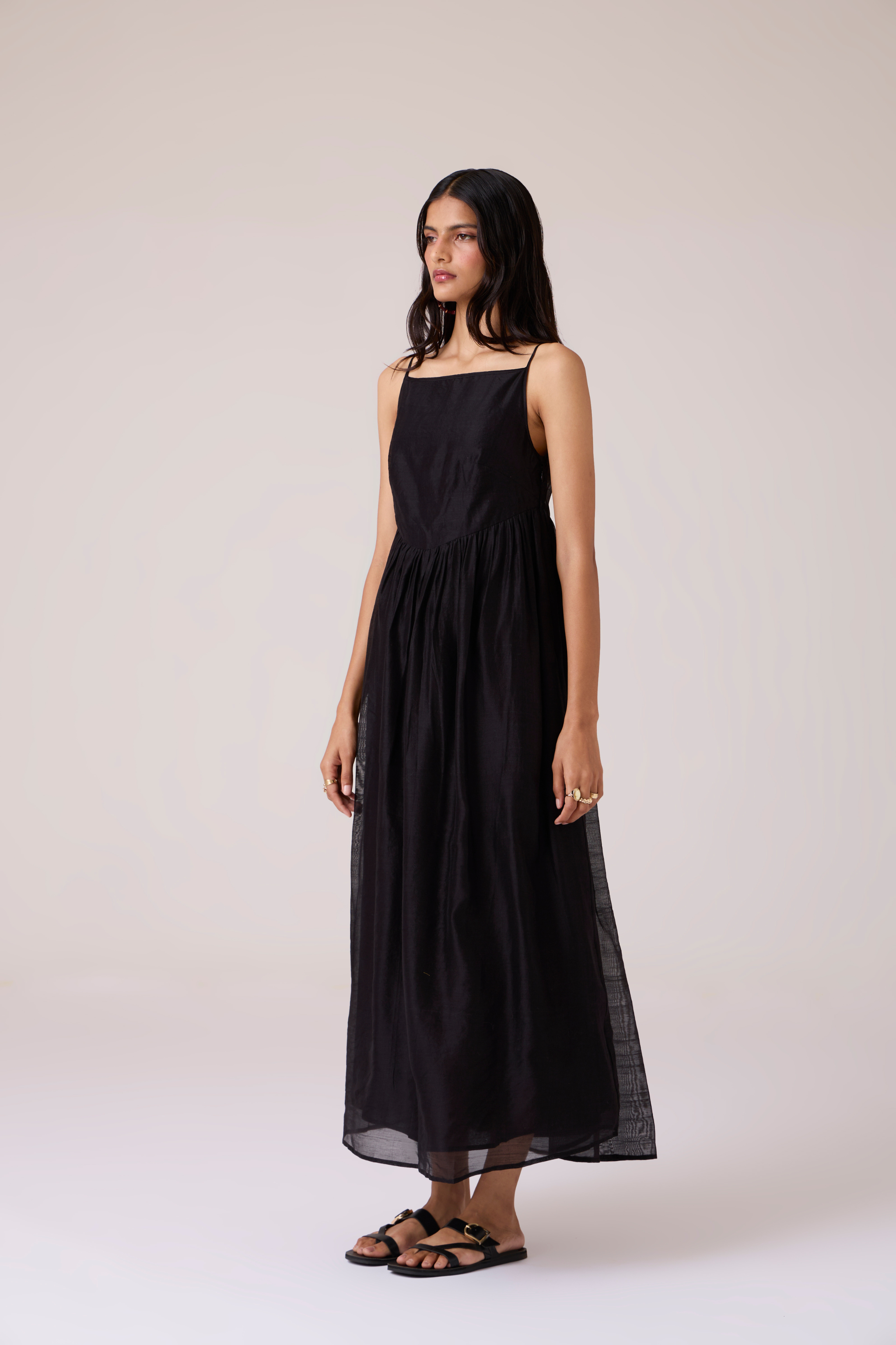 Vespera Black Handwoven Dress