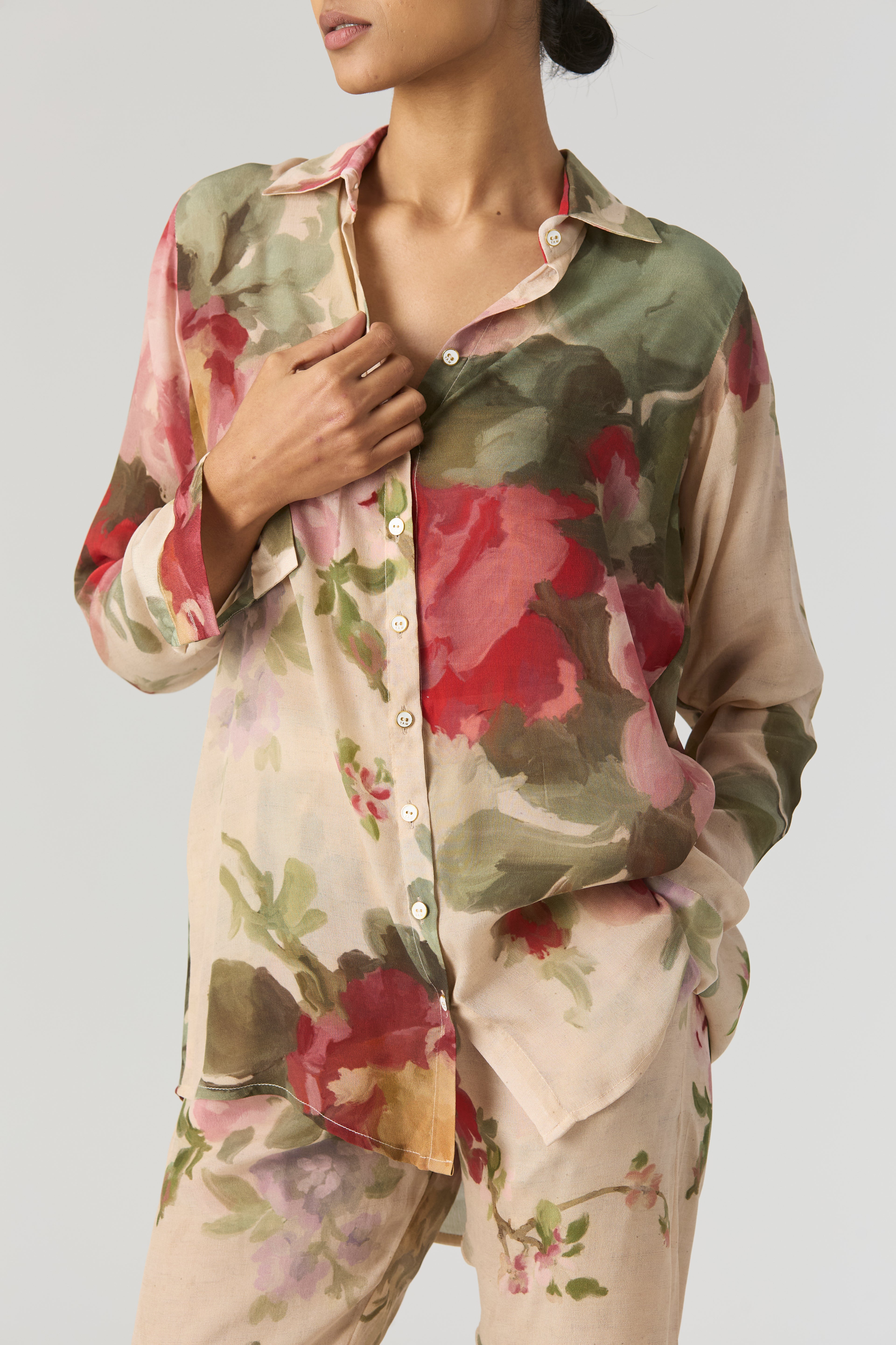 ROMA ROSE CREPE SHIRT