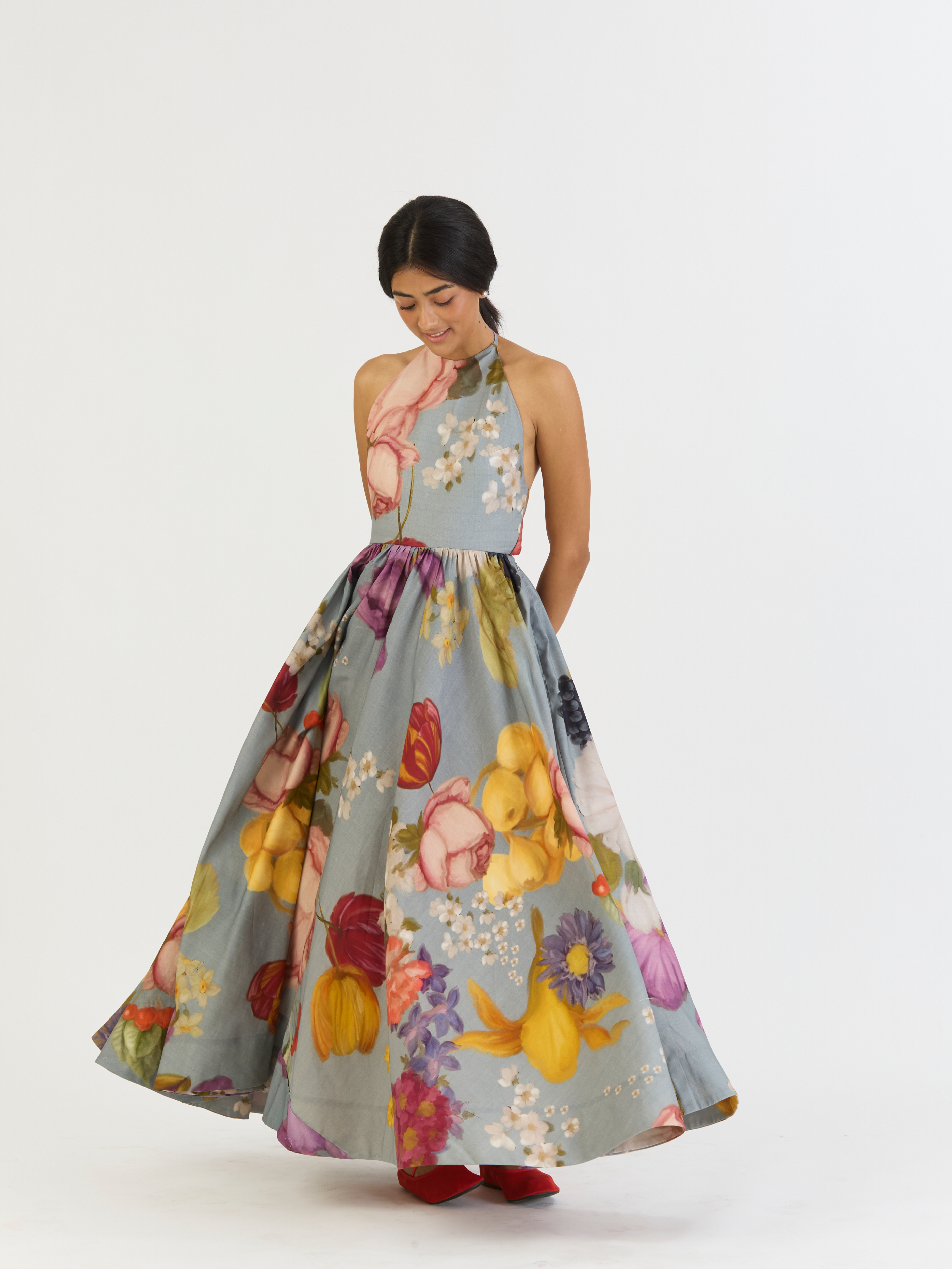 INDIGO ROSE HALTER DRESS
