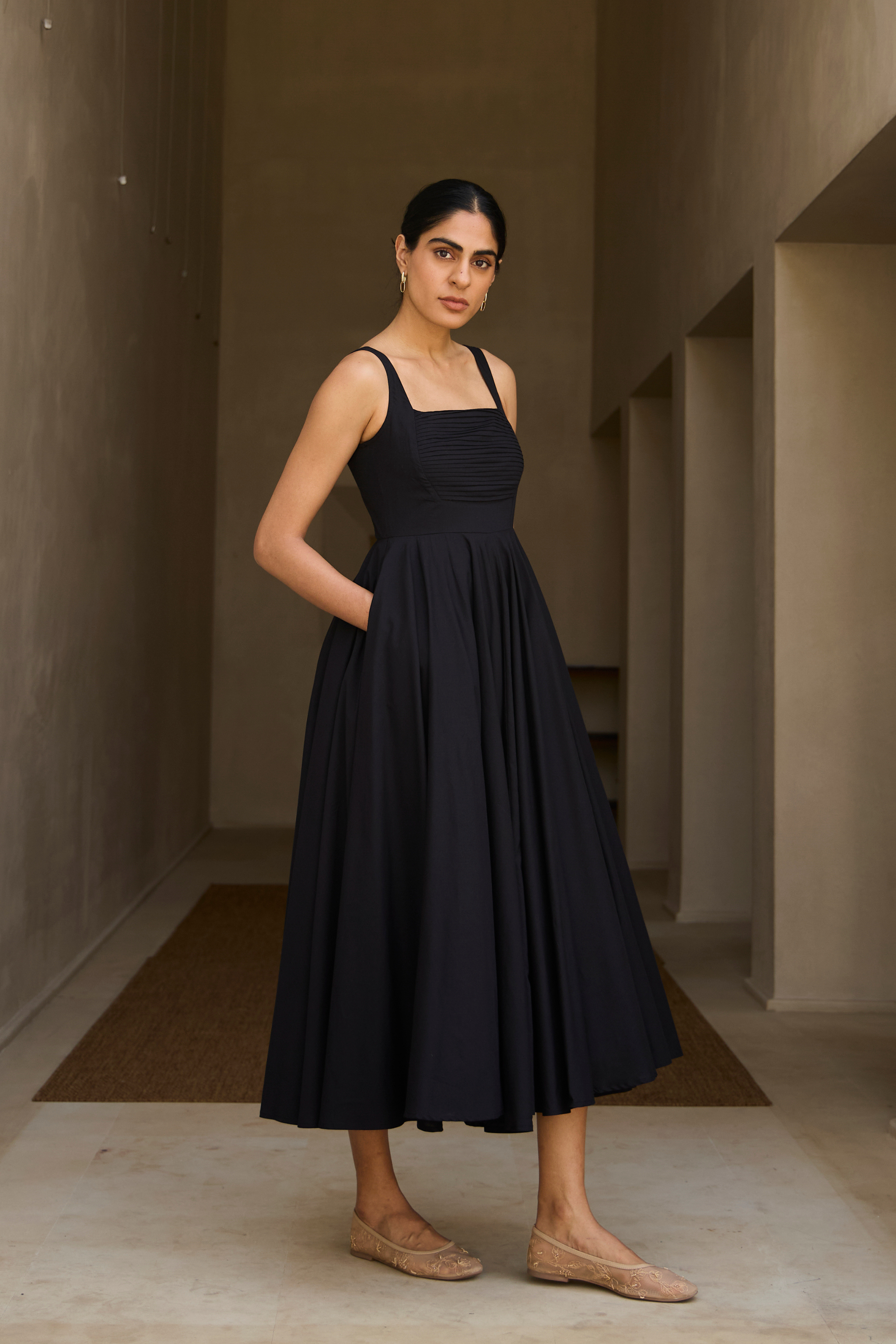Manoor Black Organic Cotton Dress
