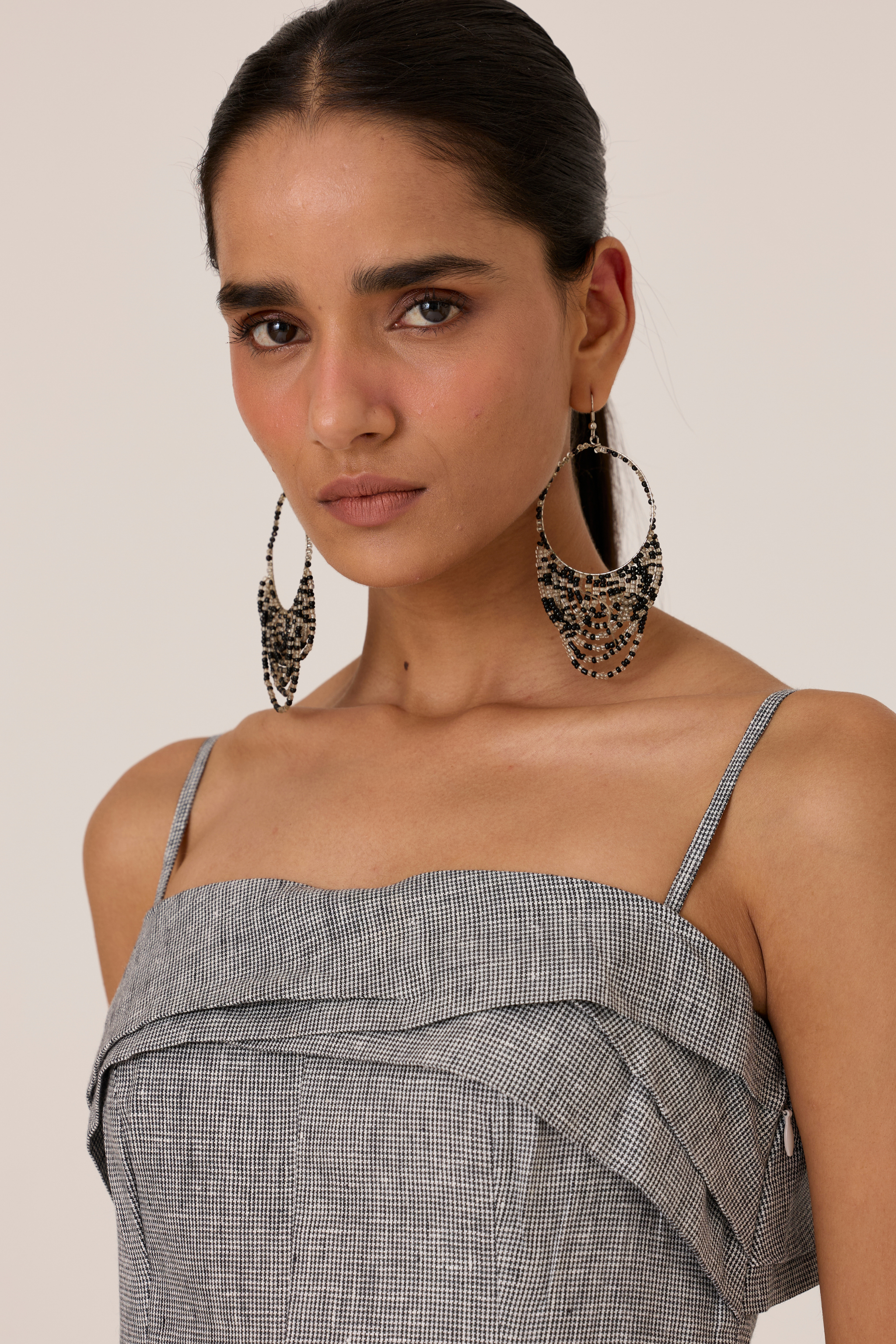 Azzah Houndstooth Linen Dress