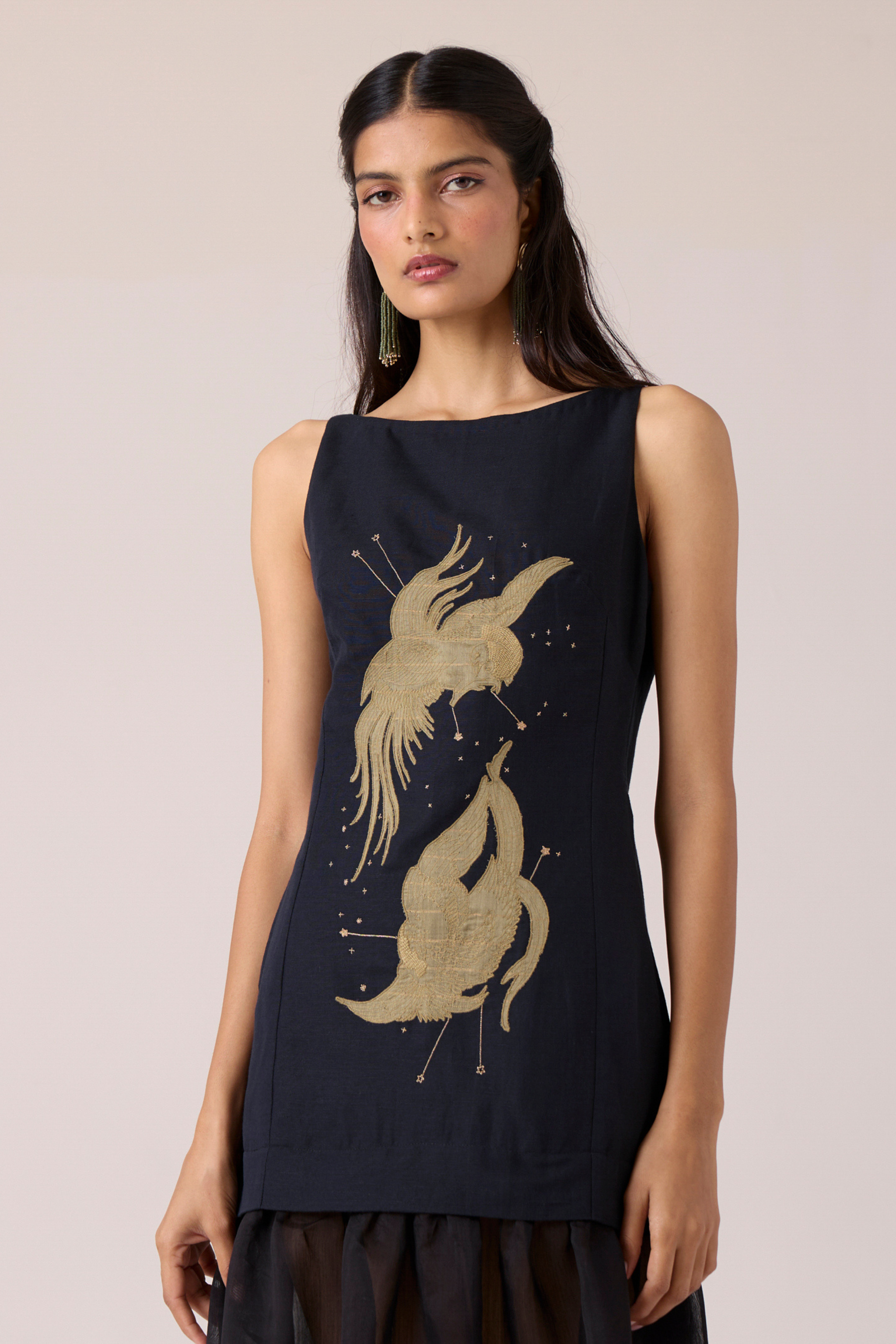 Astra Black Embroidered Maxi Dress