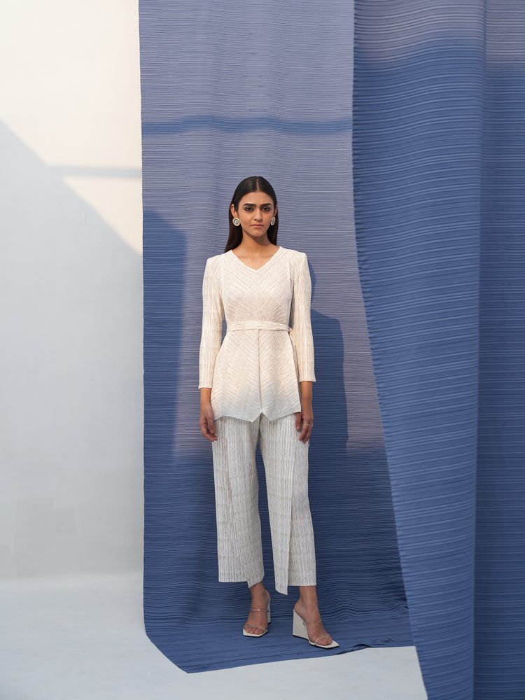 WHITE METALLIC CULOTTE PANT