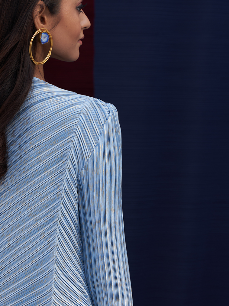 METALLIC BLUE CULOTTE PANT