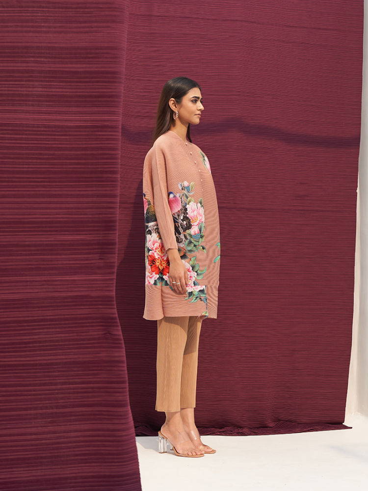 Pink Pleated Culotte Pant