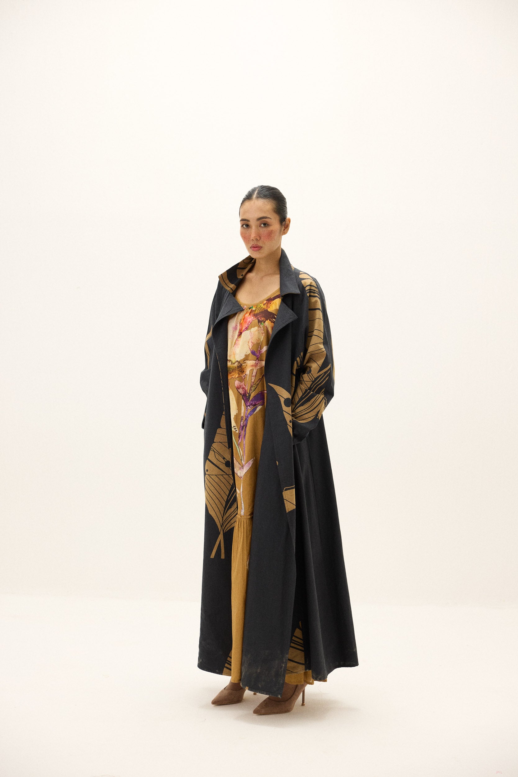 Midnight Leaf Trench Coat