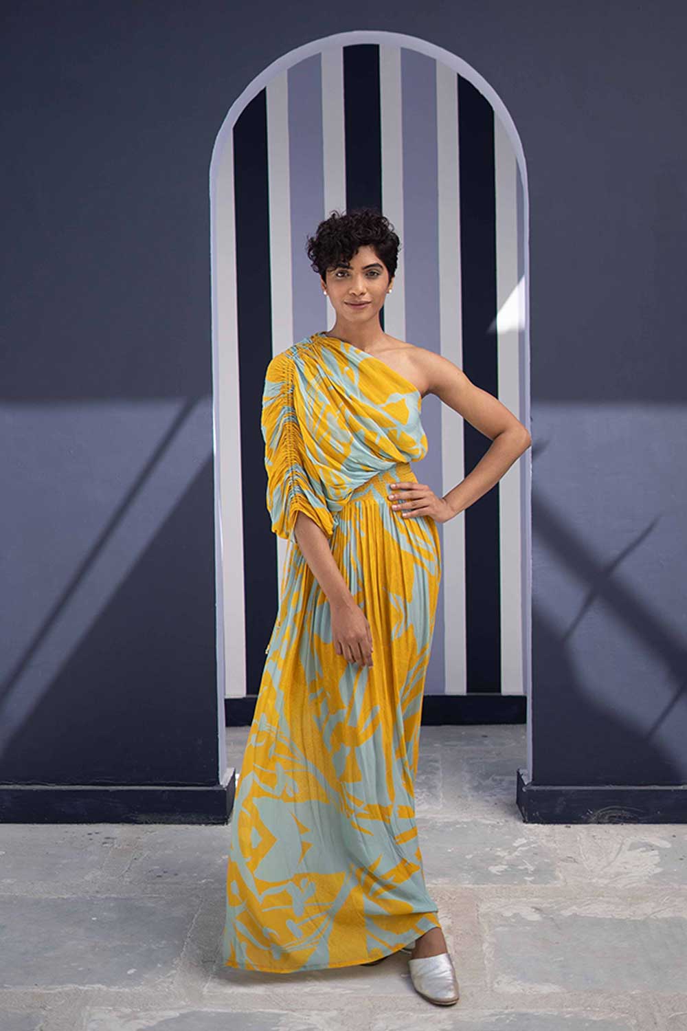 TSUBA BLUE ONE SHOULDER DRESS