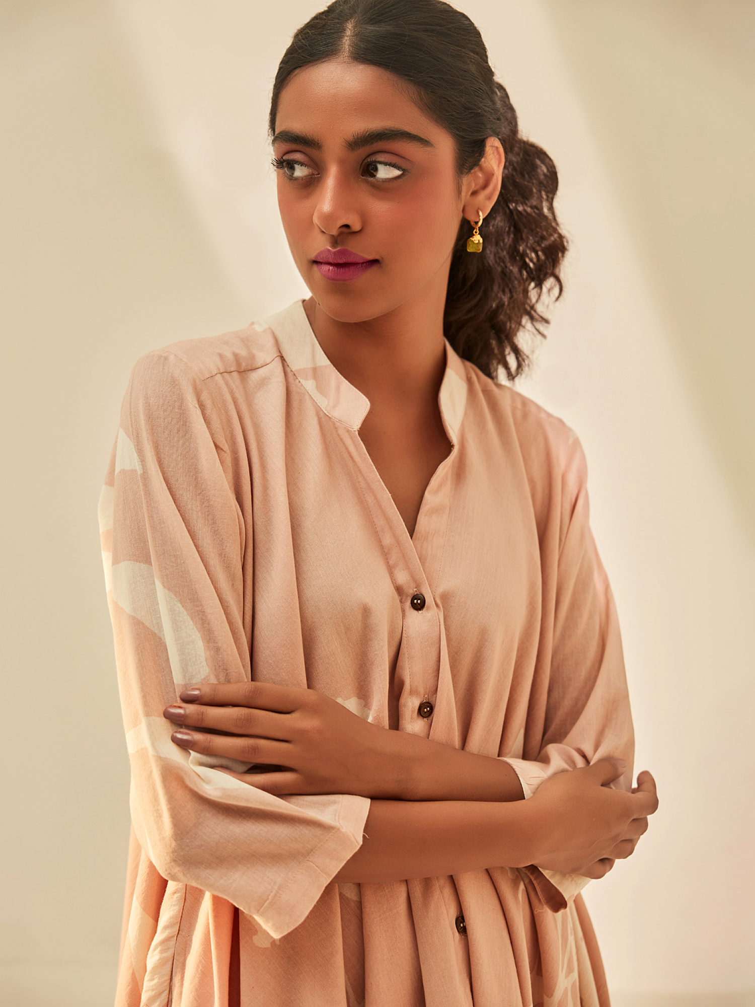 DUSTY PINK SHIRT DRESS
