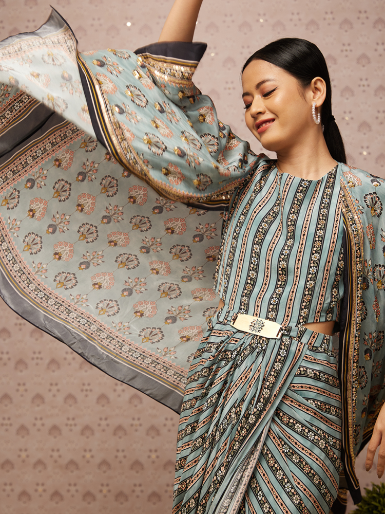 SAROUK EMBROIDERED DRAPE DRESS