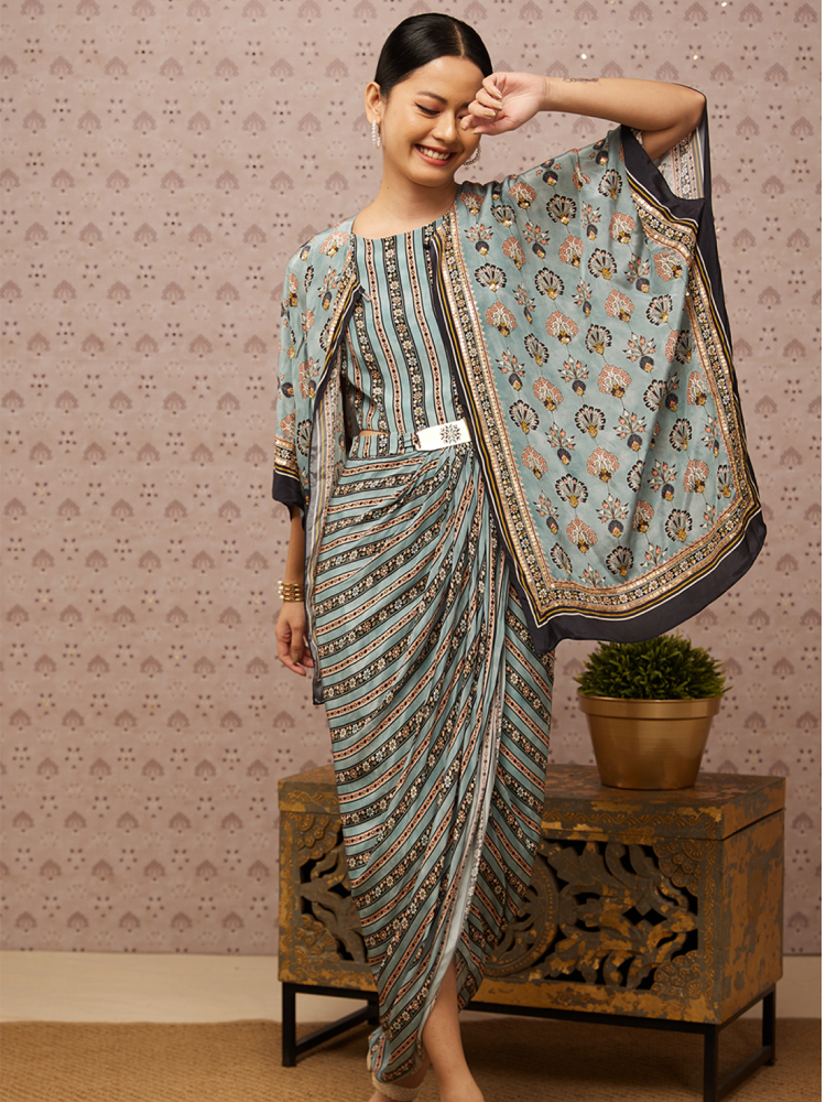 SAROUK EMBROIDERED DRAPE DRESS