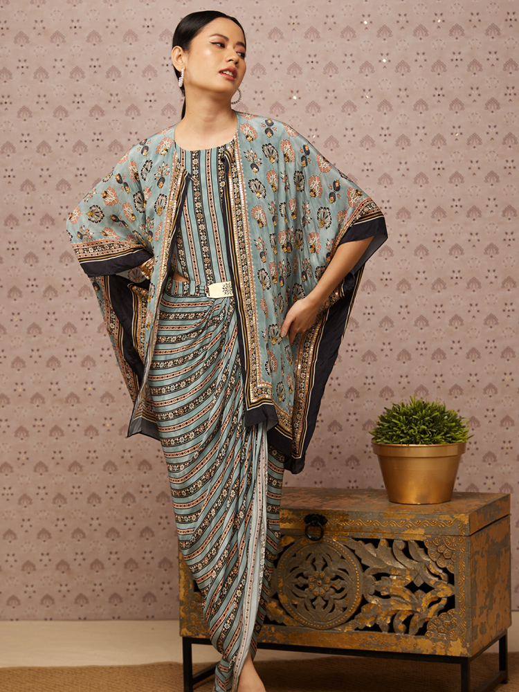 SAROUK EMBROIDERED DRAPE DRESS